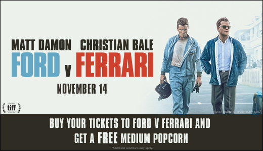 FORD V. FERRARI Free Popcorn Offer