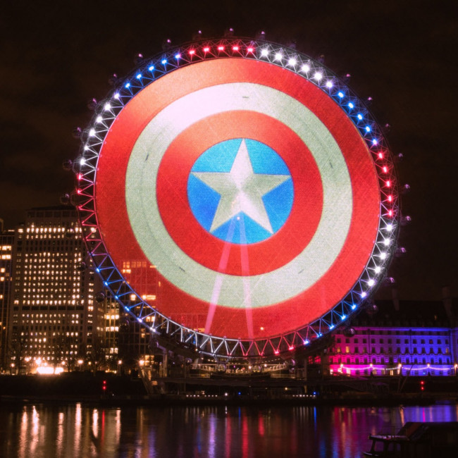 Captain America's shield appears on the London Eye