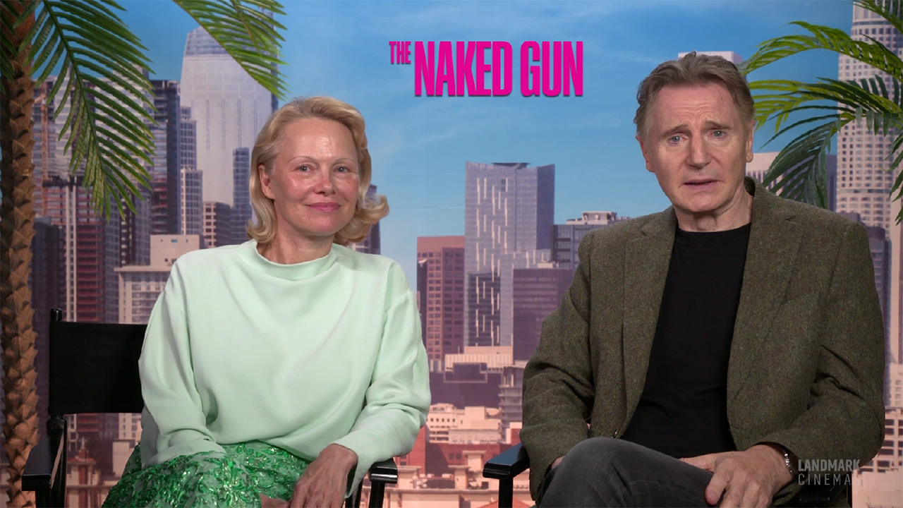watch The Naked Gun Exclusive Featurette with Pamela Anderson and Liam Neeson